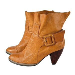 Anthropologie Farylrobin Womens Sz 10 High Heel Ankle‎ Boots Full Grain Leather